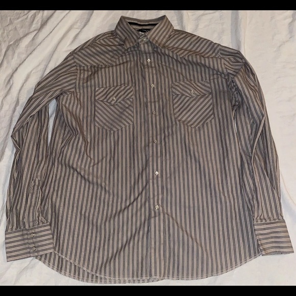 Wrangler Striped Long Sleeve Snap Button Up Shirt Size Large - Picture 1 of 6